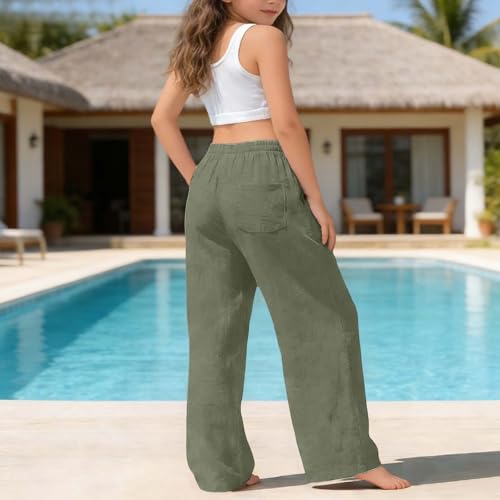Pantalones de lino para niños con diseño holgado y acabados premium 2