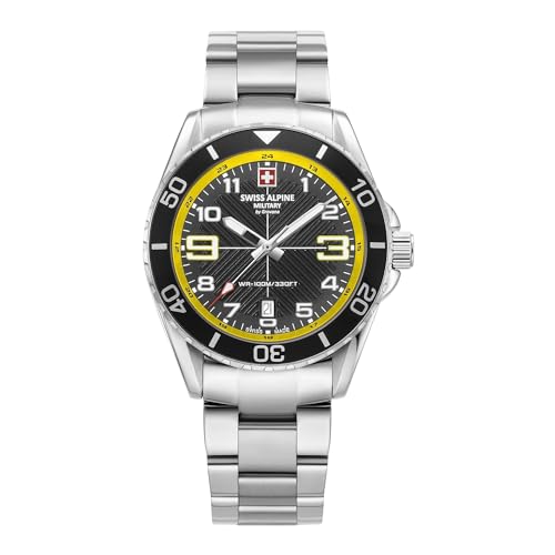 Swiss Alpine Military Herren Armbanduhr Raptor mit Edelstahlarmband, 10 Bar, 42 mm, 70.291.138