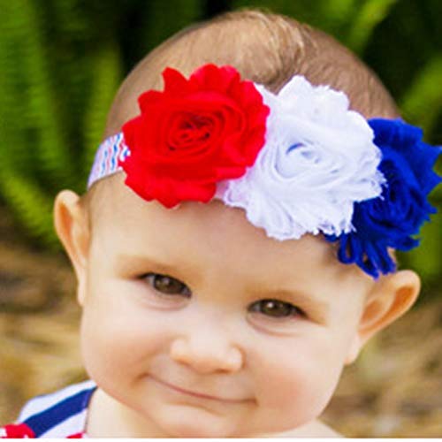 Baby Girl Headband Bows Flower Hair Band Accessories Headwear for 4th of July Infant Toddler Red White Blue Headband TS-FD13 (Simple, One Size)2