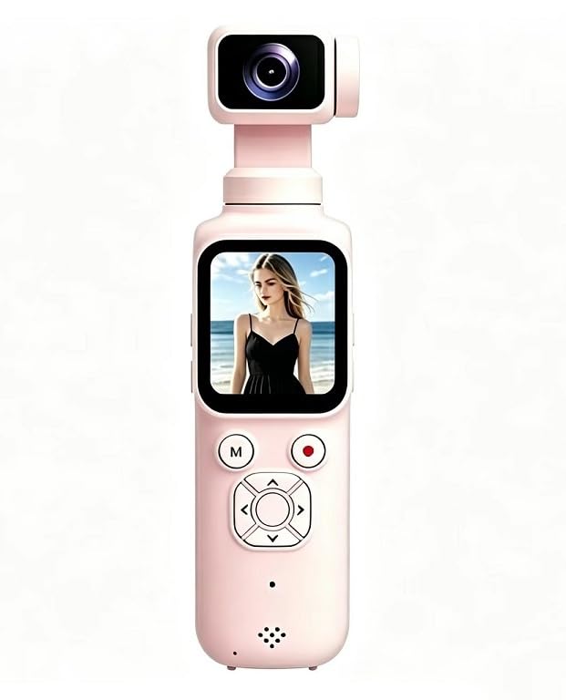 Caméra Vlog 4K portable pour voyages et vidéos de vacances roses
