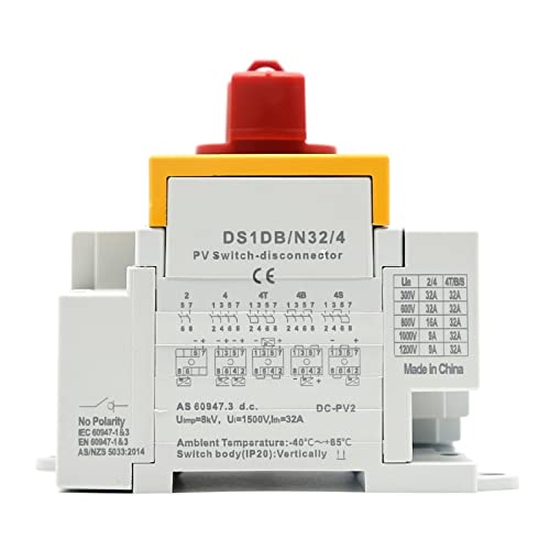 Interruptor de desconexión 4P carril Din 1000V 32A para paneles solares PV 6