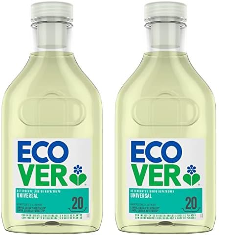 Ecover Detergente universal de hibisco y jazmín (1 L/20 lavados), detergente líquido con ingredientes de origen vegetal, detergente de cuidado para la conservación y protección de la ropa