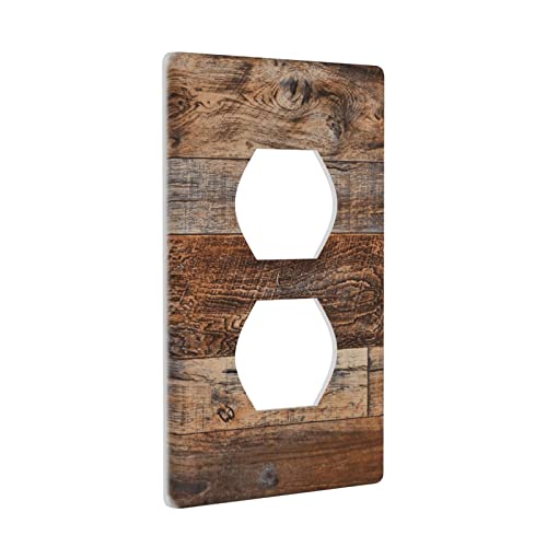 Brown Rustic Wood Outlet Cover Wall Plate Single Duplex Receptacle Cover Electrical Outlet Plate Farmhouse Decorative Switch Plate，4.50 X 2.76 Inch #TOP1