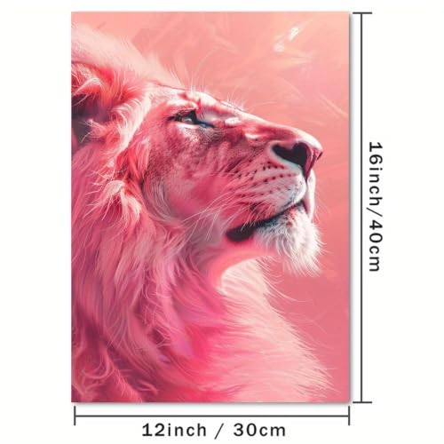 Cuadro de león rosa para renovar paredes aburridas: lienzo de 45x60cm sin marco 5