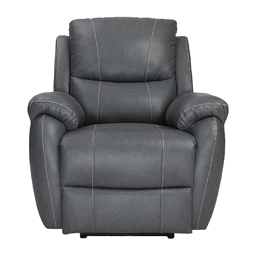 Image of Recliners India - Lite Single Seater Recliner Sofa | Power Recliner | Cushion Armrest | Living Room Recliner Sofa | 1-Year Manufacturer Warranty | Colour- Two Tone Grey