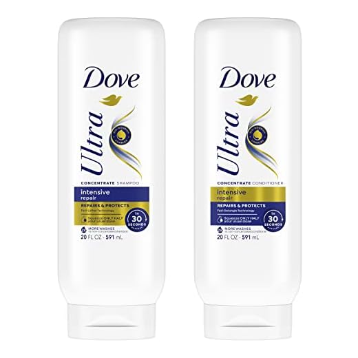Dove Ultra Intensive Repair Concentrate Shampoo And Conditioner For Damaged Hair Repairs And Protects In 30 Seconds, 2X More Washes, Combo Pack, 20 fl oz (Pack of 2)