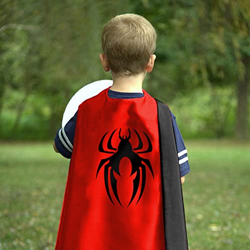 Mizzuco Superhero Capes For Kids Superhero Cloak With Mask And Waistband Halloween Costumes And Party Dress Up Gift For Boys And Girls (Red+Black) #TOP3
