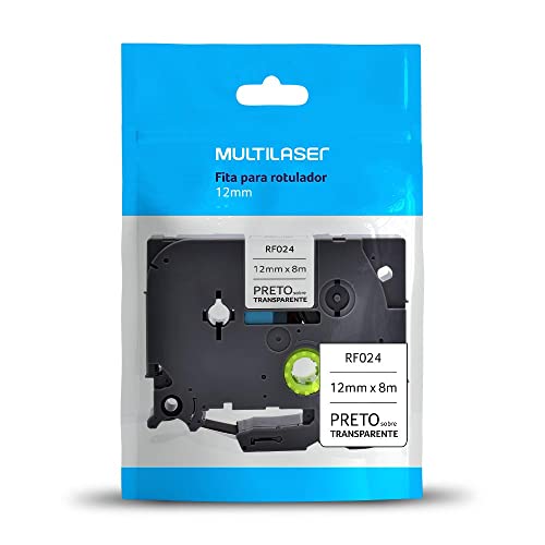 Fita para Rotulador Brother TZE-131 Preto sobre Transparente 12mm Multilaser - RF024