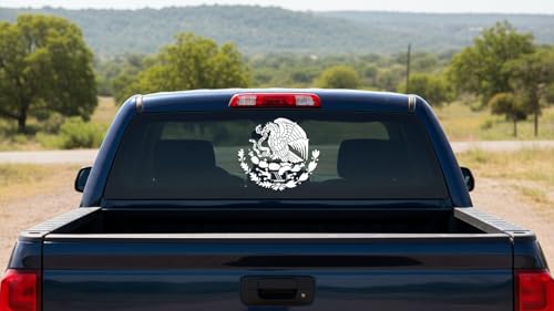 Image of 1 pcs Calcomania Escudo Mexicano Aguila, 10 inches - Mexican Eagle Car Window Sticker Shield Emblem Sticker Mexican Flag Decals