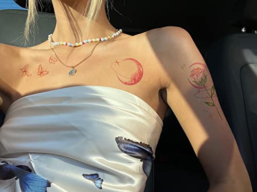 Divawoo 21 Sheets Butterfly Temporary Tattoo, Realistic Multi-Colored Waterproof Fake Tattoos Stickers For Women Festival Halloween #TOP1
