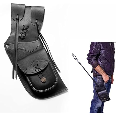 ONLYHANDMADE USA QUALITY Side Quiver | Genuine Leather Arrow Holder | Traditional Handmade Hip Quiver for Hunting & Archery Sports | Lightweight & Comfortable (Black) Cover