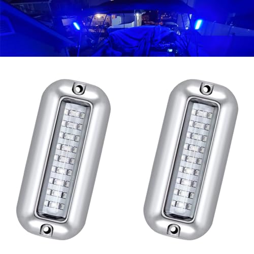 FZSSHYG Blue Marine Led Boat Lights,Super Bright Waterproof IP68 316 Stainless Steel Boat Navigation Trailer Transom Led Light,Interior Lamp for Pontoon, Transom,Cruise Ships,Sailboat,Yachts(2 Pcs)