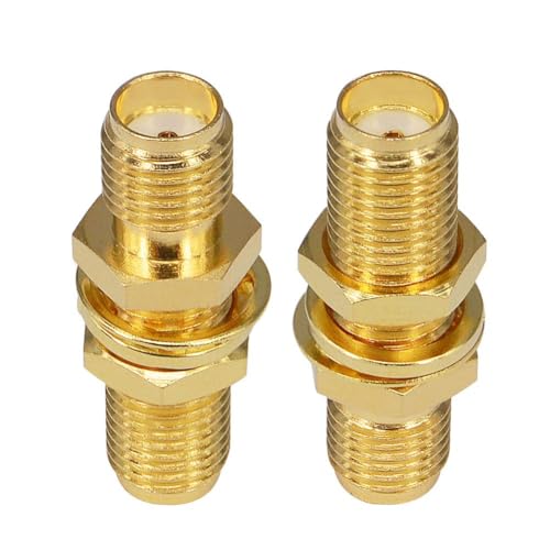 BOOBRIE SMA Socket Connector Panel Chassis Mount SMA Female to Female Bulkhead Extendable Antenna Jack Adapter for Antennas Wireless LAN Devices Coaxial Cable Pack of 2