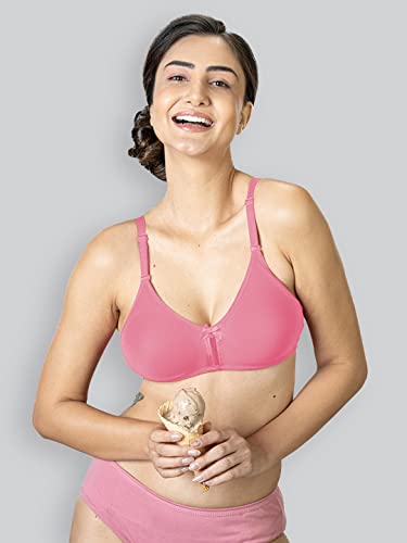 Image of Lyra Women's Cotton Non Padded Wire Free Seamless Bra Baby Pink