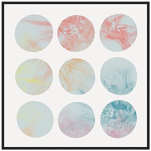 Amanti Art Framed Canvas Wall Art 30x30 Pastel Dipped Circles II by J:L Design, Framed Wall Art Canvas, Abstract Artwork, Modern Decor, Large Poster Painting for Living Room, Bedroom, Bathroom,