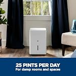 GE Portable Dehumidifier 25 Pint, Perfect for Bedroom, Basement & Garage or Rooms up to 1500 Sq Ft, Ideal for High Humidity Areas, Complete with Empty Bucket Alarm & Clean Filter Alert