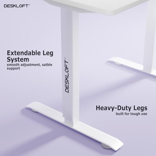 Image of Electric Standing Desk - Height Adjustable Sit-Stand Workstation, Ergonomic Motorized Desk with Walnut Wood Grain Top & White Frame, 1200x600 mm, Home Office Computer Desk