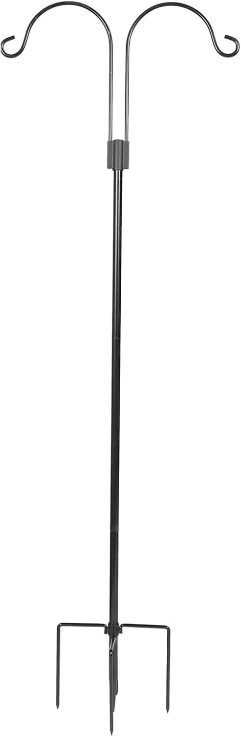 Tofficu Double Shepherds Hooks Iron Yard Hanging Hook Rust-Resistant for Outdoor Lanterns and Plant Hangers