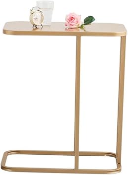 Modern Coffee Table Sofa C shaped Portable Office Side Table Marble Surface Color White