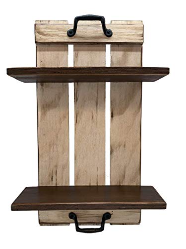 Handmade Wood Shelf Wall Bathroom Kitchen Bedroom Tray Living Room Bathroom Accessories Rustic Distressed Wood Vertical Wall Decor 14.5 x 23 Antique White Gray Brown 2 Shelves