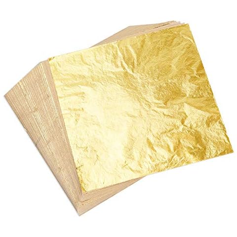 Kuuqa 100 Blatt Blattgold Imitation für Kunstprojekt Handwerk Dekoration (14x14cm) Cover