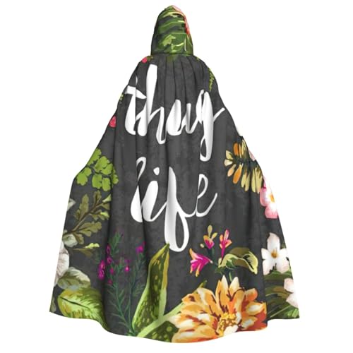 Cape à capuche pour adulte Thug Life imprimé fleurs style unisexe