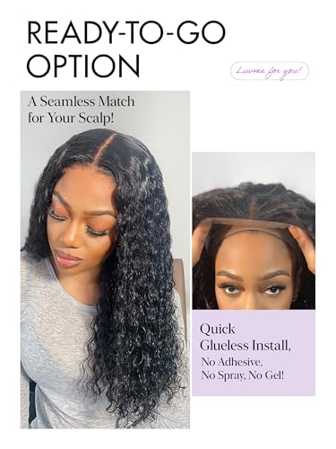 Image of LUVME HAIR All-Day Comfort Water Wave 5X5 Deep Wave Lace Front Wigs Human Hair Curly Hair glueless wigs human hair pre plucked pre cut long black wig lace closure wigs frontal wigs human hair