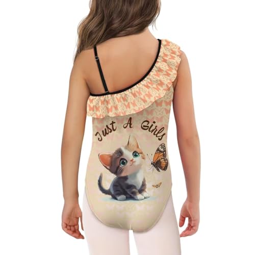 Cute One Piece Bathing Suit for Girls Size 3-14 Casual Summer Ruffle Swimsuits Lightweight One Shoulder Swimming Wear3