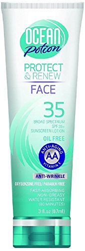 Ocean Potion Protect & Renew Face Sunscreen Lotion, SPF 35 3 oz (Pack of 2)