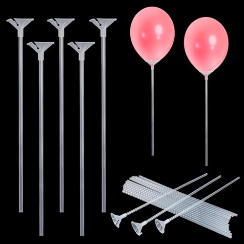 28 Pcs Transparent Plastic Balloon Holder Sticks and Cups Reusable for Anniversary Birthday Parties Christmas Wedding Decorations