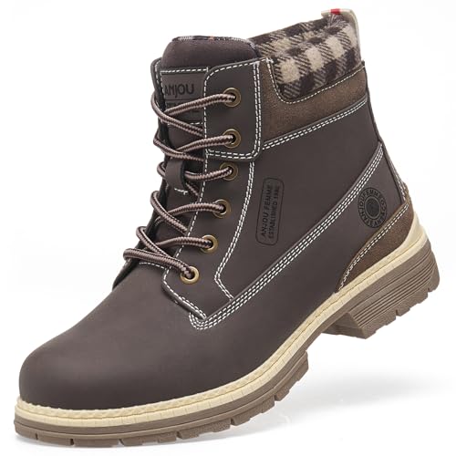 ANJOUFEMME Outdoor Hiking Boots for Women Waterproof - Womens Ankle Boots Lightweight Snow Winter Boots for Trekking Walking