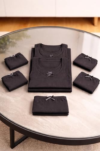 SAMILY Mädchen Unterhosen Unterhemd Set 10er Pack Unterwäsche Baumwolle (Black, 146-152)