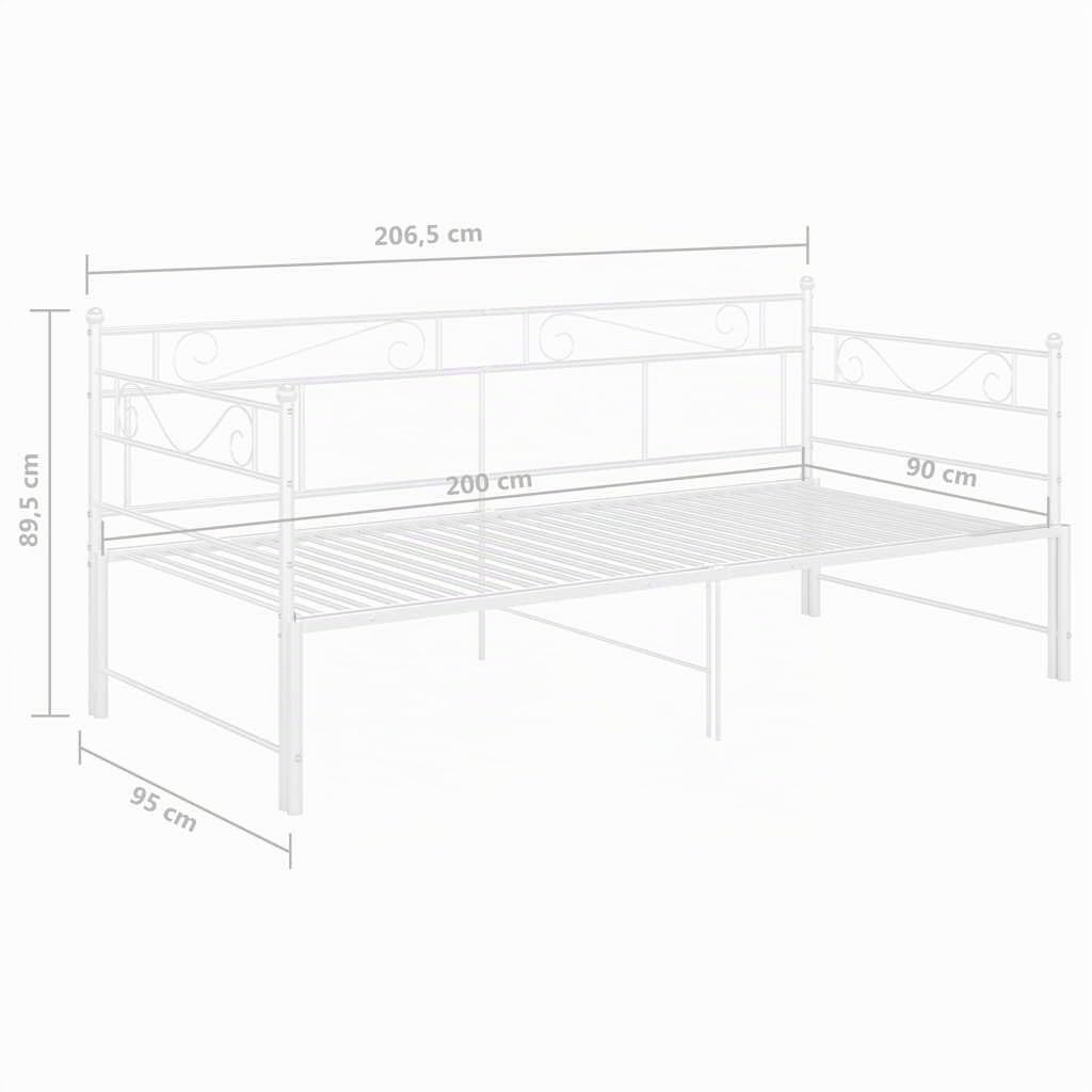 vidaXL Ausziehbett Sofabett Ausziehsofa Bettgestell Tagesbett Schlafsofa Gästebett Bett Metallbett Bettsofa Sofa Couch Weiß Metall 90x200cm