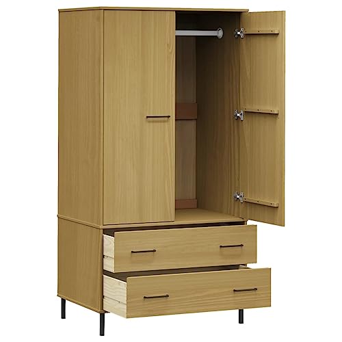 Armadio de madera OSLO 90x55 cm con patas de metal marrón para dormitorio 7