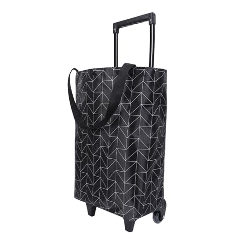 Image of Small Collapsible Shopping Cart,Shopping Cart with Wheels(Black)