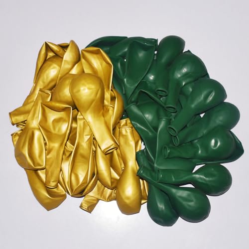 Image of 200 Pcs Green and Gold Balloons 12 Inch Latex Dark Green Metallic Gold Bulk Balloon Arch Garland Kit with Ribbon for Birthday Wedding Bridal Baby Shower Supplies Graduation Party Decorations