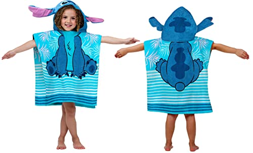 Disney Lilo & Stitch Kids Bath/Pool/Beach Hooded Poncho - Super Soft & Absorbent Cotton Towel, Measures 22 X 22 Inches (Official Disney Product) #TOP4