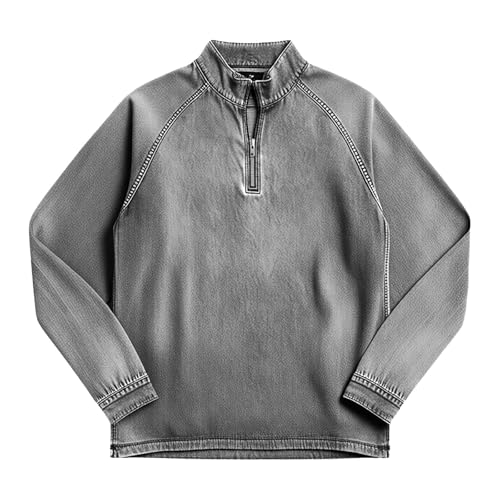 Pull vintage à fermeture éclair 1/4 délavé à l'acide pour homme - 3