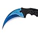 WeTop Karambit Knife, CS-GO for Hunting Camping Fishing Self Defenses and Field Survival, Stainless Steel Fixed Blade Tactical Knife with Sheath and Cord (Pure Blue).