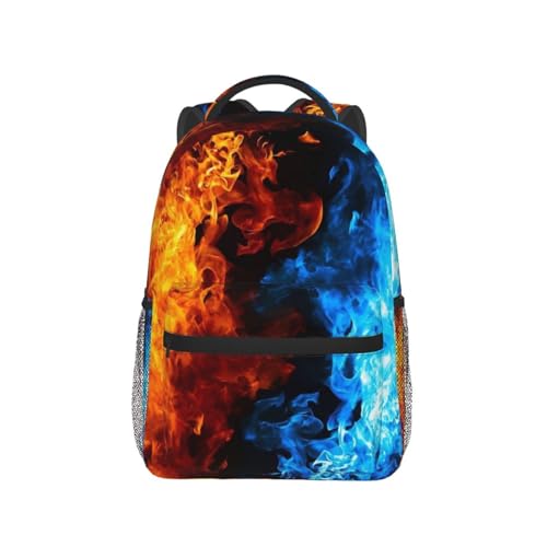 Red And Blue Fire Flames 15 Inch Backpack for Men Women Adjustable Laptop Backpacks Shoulder Bag for Travel Hiking Outdoor 6