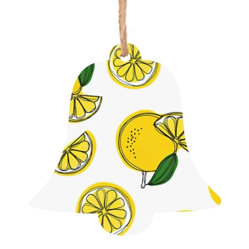 Campanas de madera con estampado de frutas de limón, decoración colgante para árbol de Navidad, para fiestas, bodas, decoración del hogar de Navidad