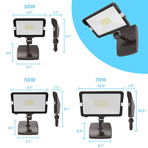 Hyperlite 2 Pack 30W Led Flood Light Outdoor With Knuckle Mount, Wall Mount 5000K 3,300Lm Ip65 Waterproof Led Security Lights For Yard Garden Garage Ul Listed #TOP4