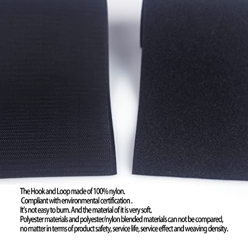 Image of HUAYY Sew on Hook and Loop Style,Non-Adhesive Nylon Strips Fabric,Black,5 Inches Width 1.5 Yards Length (5in x 1.5yd)