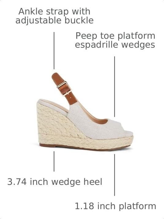 Image of Juliet Holy Womens Wedge Sandals Peep Toe Espadrilles Platform Ankle Strap Slingback Comfort Summer Dressy Shoes