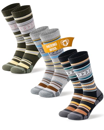 TANSTC Calcetines Hombre 39-42 Lana Merino, Calcetines Antiampollas Senderismo Termicos, Calcetines Senderismo Mujer, Calcetines Trekking Deportivos, Color Masculino, 3 Pares