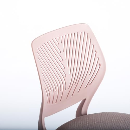 FurnitureR Teenage, in hoogte verstelbare armloze tas, kleurrijke studie voor thuis en computer, ergonomische en draaibare bureaustoel, 40,5 x 44 x 87 cm, Morandi roze, metaal, 44 x 40 x 87 cm - Afbeelding 6