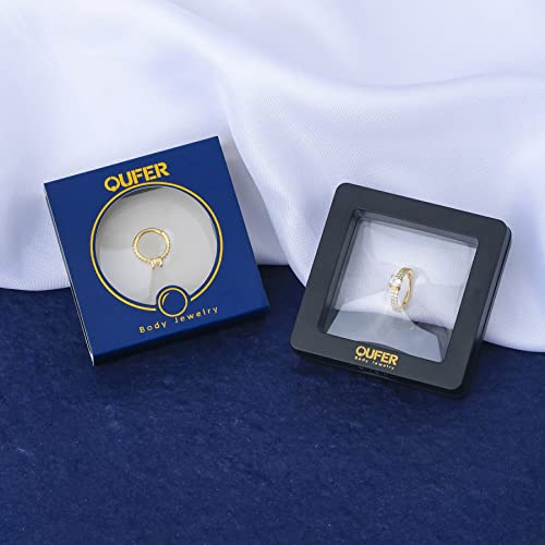 Oufer Gold Helix Earrings 16G 9K Solid Gold Septum Rings Clear Cz Paved Conch Orbital Daith Cartilage Earrings Nose Ring Piercing #TOP6