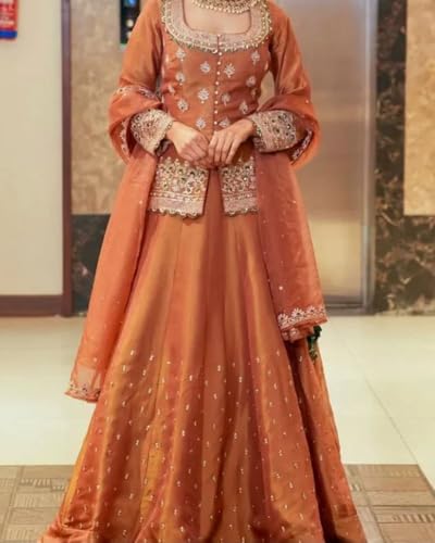 Image of piludi Women's Embroidered Sharara Suit Set | Chanderi Silk Kurta with Dupatta | Wedding & Festive | Ready to Wear Indian Ethnic Outfit