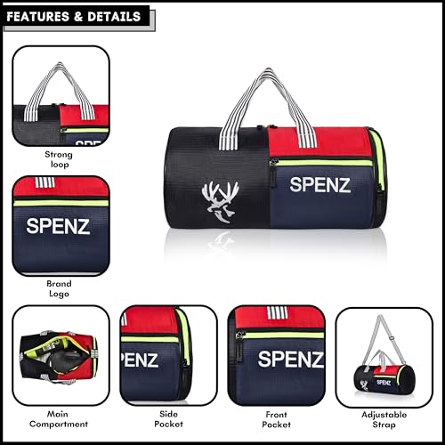 Image of SPENZ Bags Polyester 28L Water Resistant Sports Duffel Gym Bag for Men & Women with Shoe Compartment