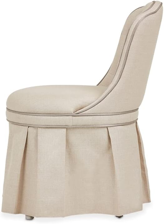 Miniatura 6 de Michael Amini Villa Cherie - Silla de tocador de tela copetuda en color marfil perla